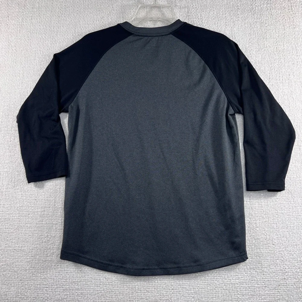 Nike Kids Dri-FIT Baseball Graphic Raglan Long Sleeve Shirt Gray Black Size‎ XL